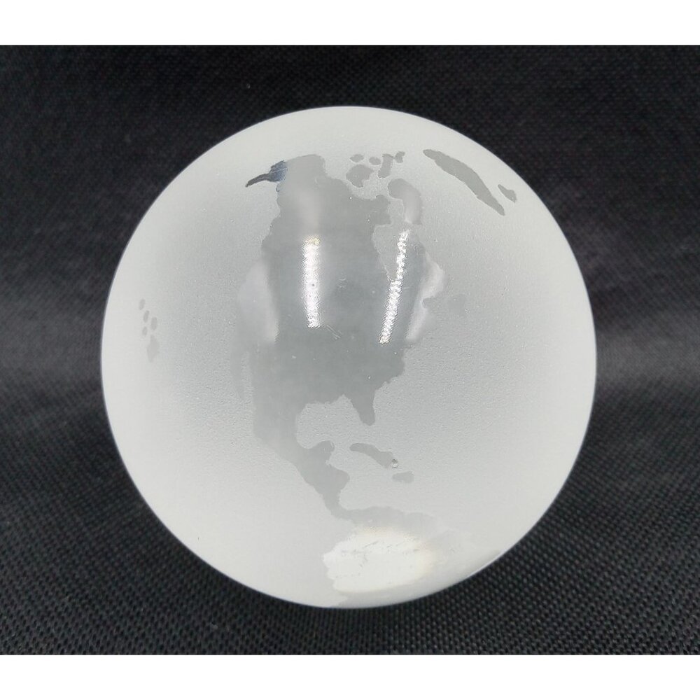 World Globe Art Glass Paperweight Frosted Clear Glass Earth